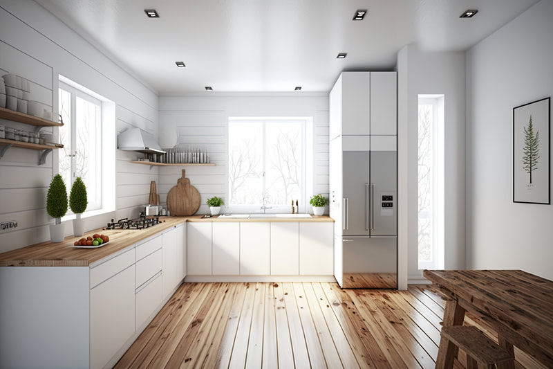 white-wrapped-cabinets-wooden-floor-silver-fridge The Cabinets Change More Than the Postcode Does